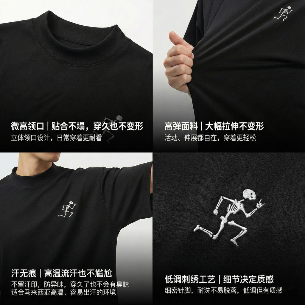 ZYOU The Peformance Tee 抗菌短袖宽松中高领男款T恤